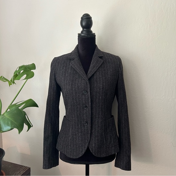 SOLD - Y2K J. Crew Pinstripe Wool Blazer - Picture 2 of 11